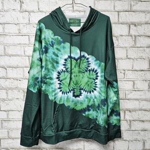 For G and PL Women's St Patrick's Day Hoodie Green Tie Dye Clover Size XL